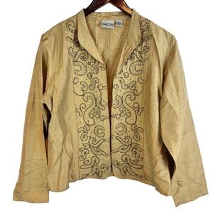 Chico's | 100% Silk Embroidered Open Jacket, L